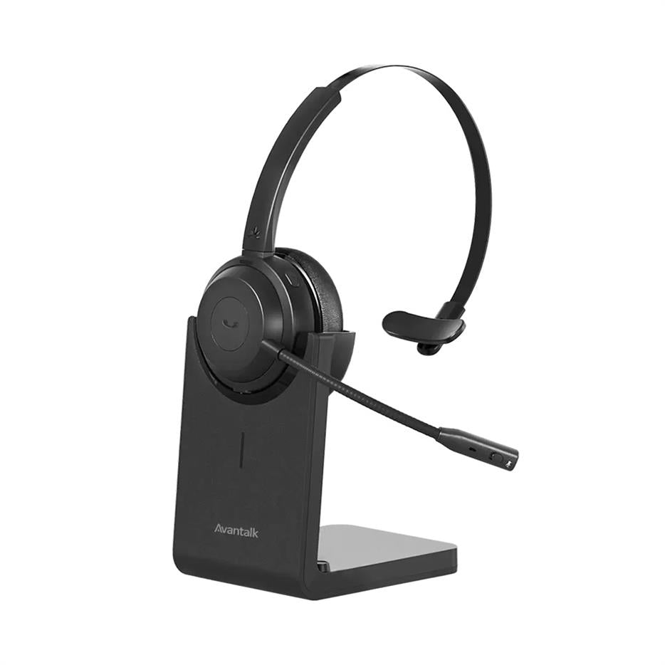 Avantalk Alto Solo Bluetooth 5.1 Wireless Headset with Noise-Canceling Microphone for PC, Computer, Laptop, Charging Dock, and Wired Headphones Mode