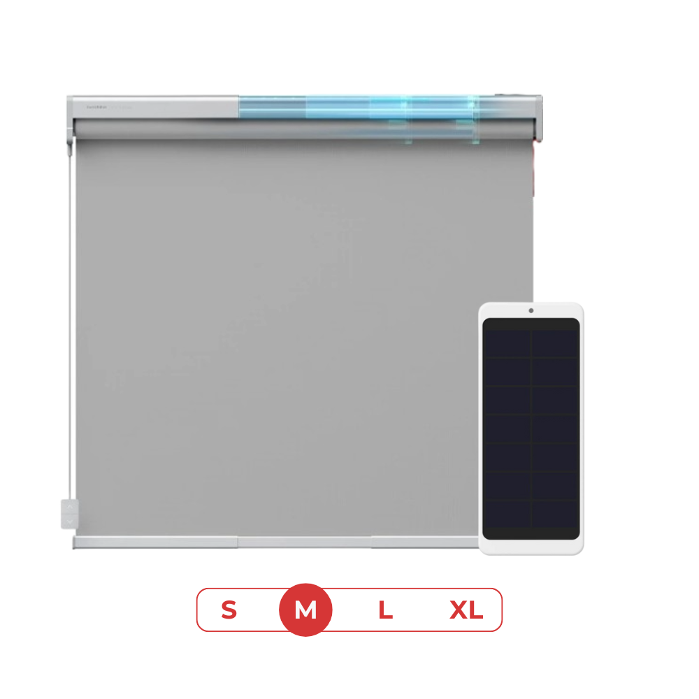 SwitchBot Roller Shade + SwitchBot Solar Panel for Roller Shade Bundle | Smart Automatic Blinds, Fits Any Window - Grey
