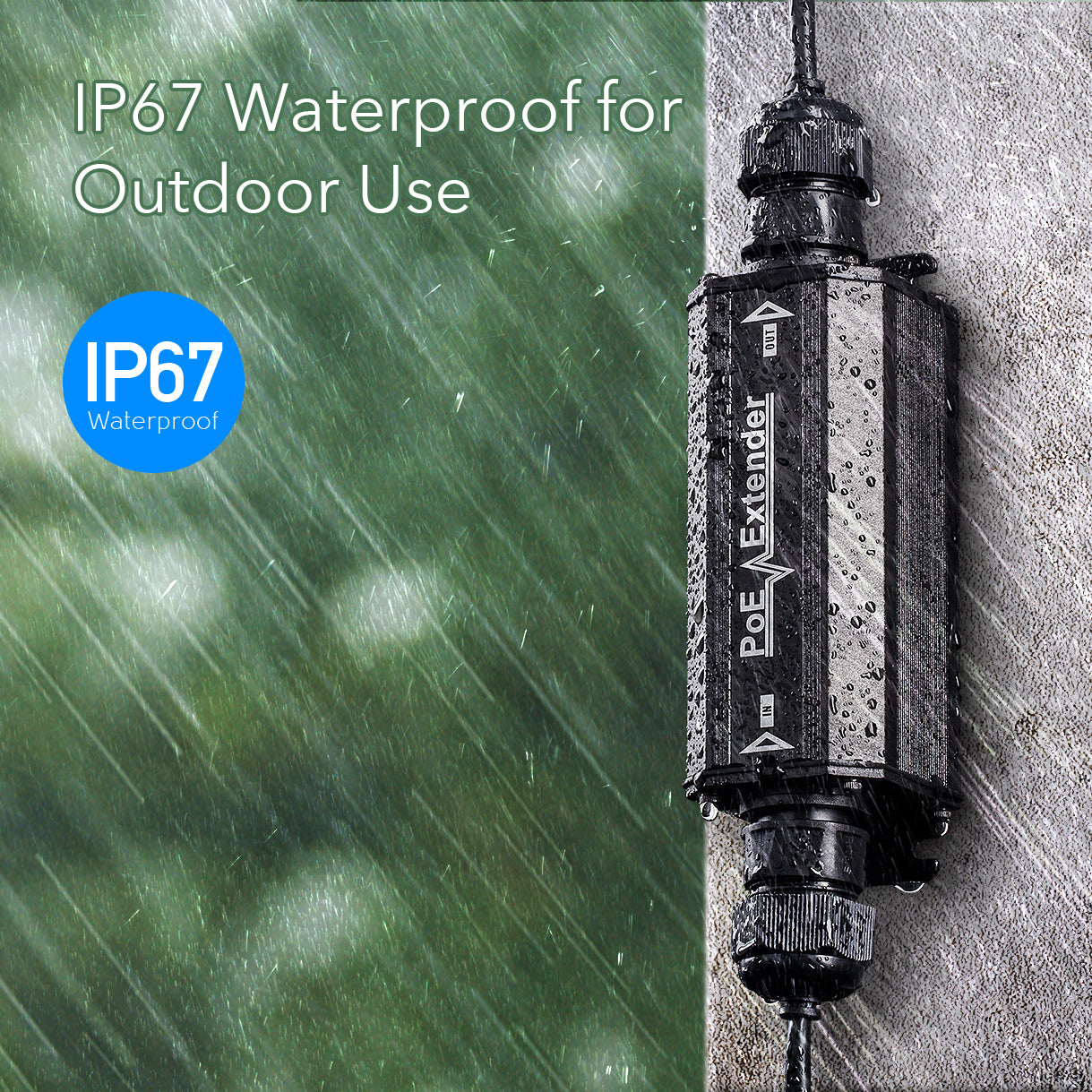 Cudy POE15 Gigabit PoE Outdoor Waterproof Extender | IP67 Waterproof, 10/100/1000Mbps, 1 Channel PoE Repeater, Comply w/ IEEE 802.3at/802.3af