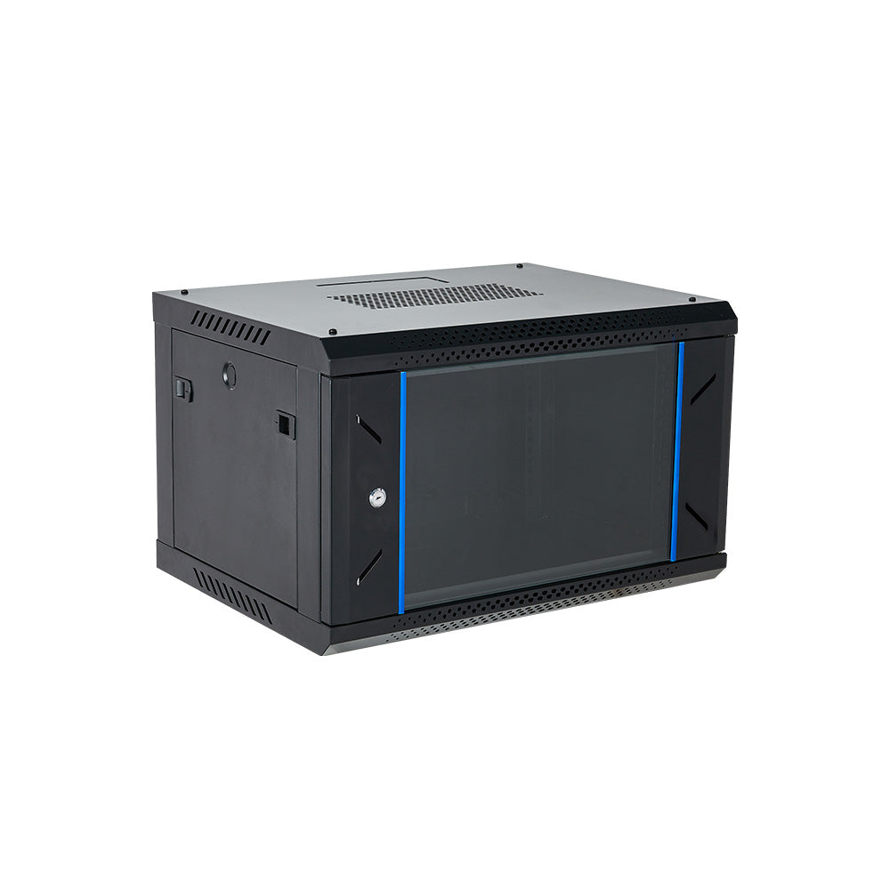6U Unassembled Wall Mount Network Server Cabinet | Locking Glass Door, 2 Fans, Network Enclosure for IT/Data Computer Equipment