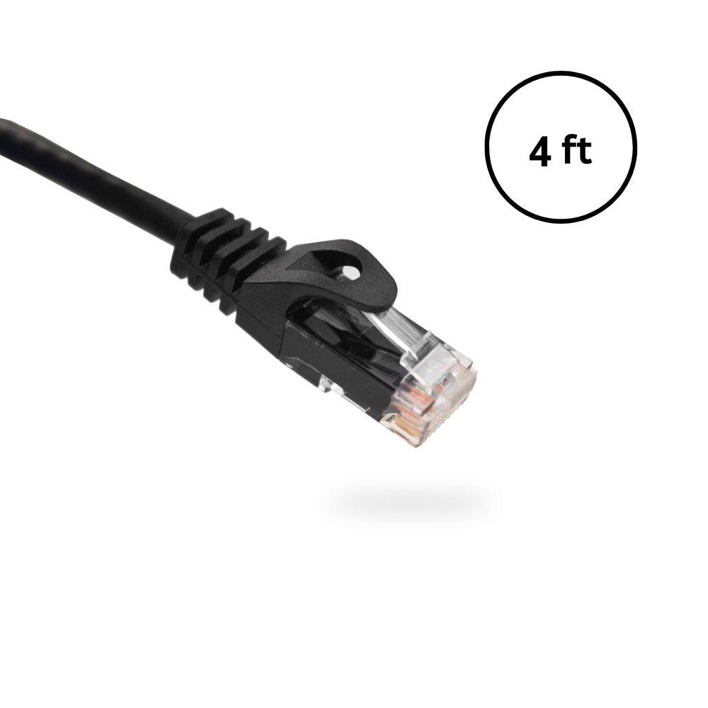 CAT6 4ft Bare Copper Patch Cable with Boot and Protector (10 Pack) | Black