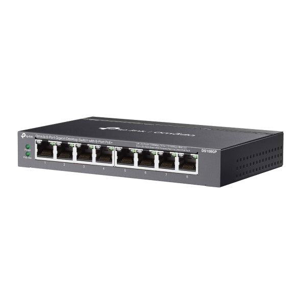 TP-Link Omada DS108GP 8-Port Gigabit Unmanaged Desktop Switch with 8-Port PoE+
