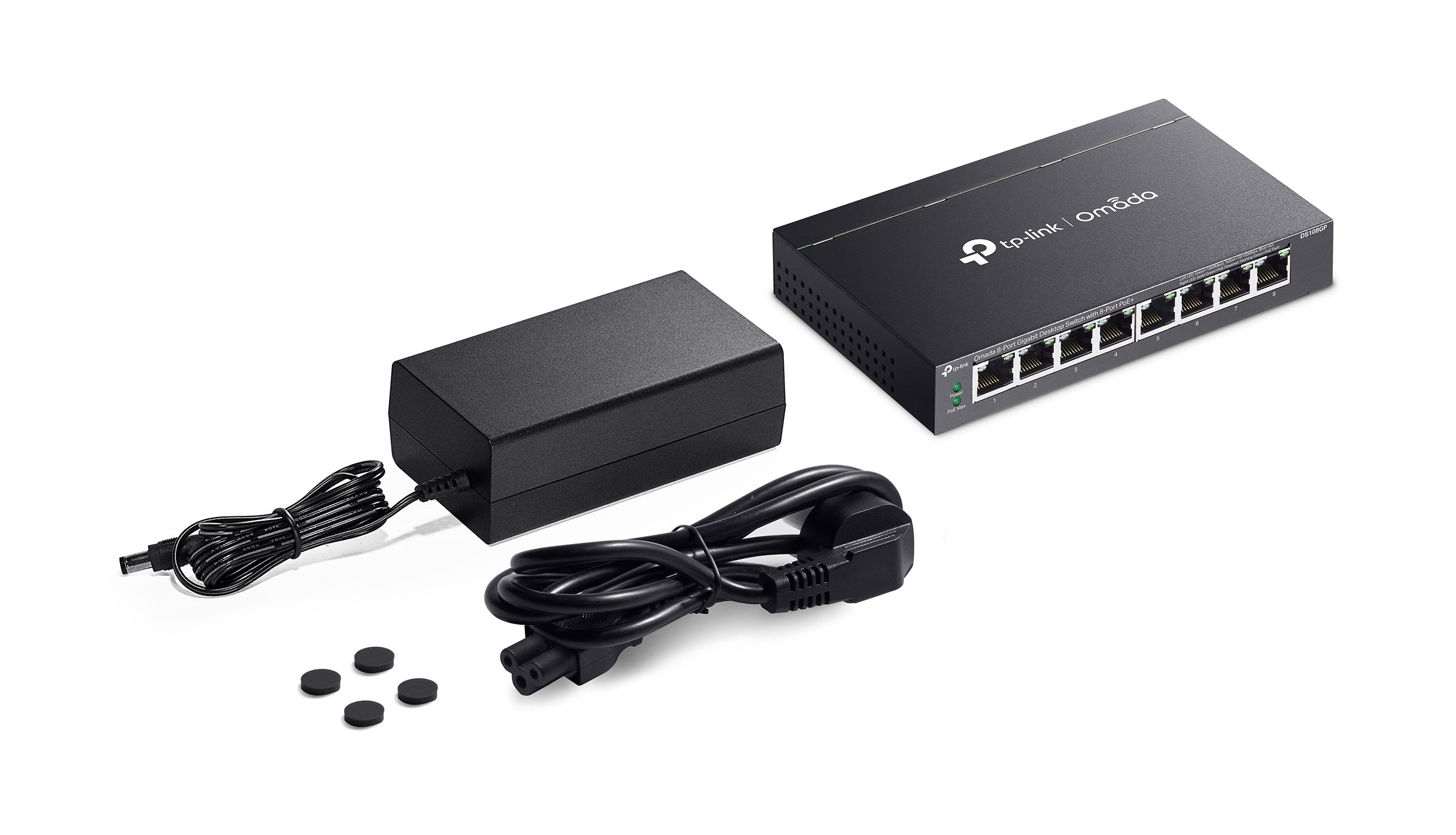 TP-Link Omada DS108GP 8-Port Gigabit Unmanaged Desktop Switch with 8-Port PoE+
