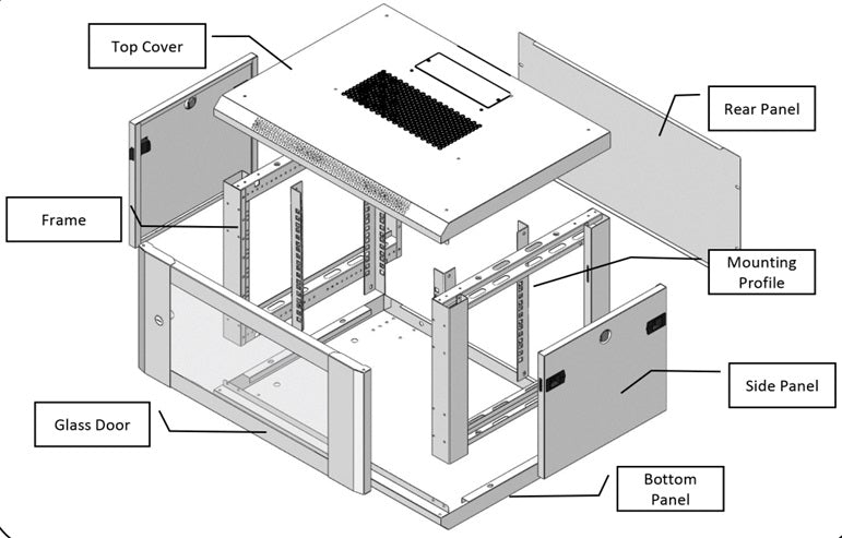 6U Unassembled Wall Mount Network Server Cabinet | Locking Glass Door, 2 Fans, Network Enclosure for IT/Data Computer Equipment