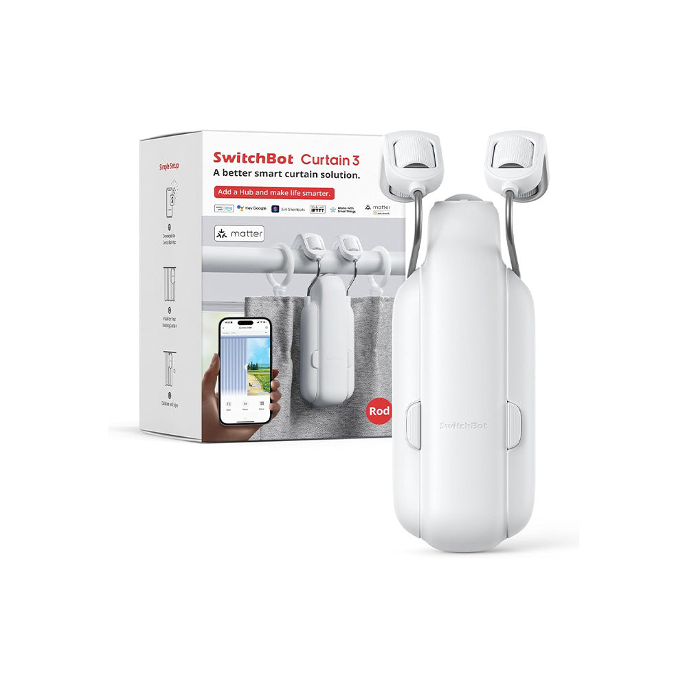 SwitchBot Curtain (Rod 3), White | Smart Electric Motor - Wireless App Automate Timer Control
