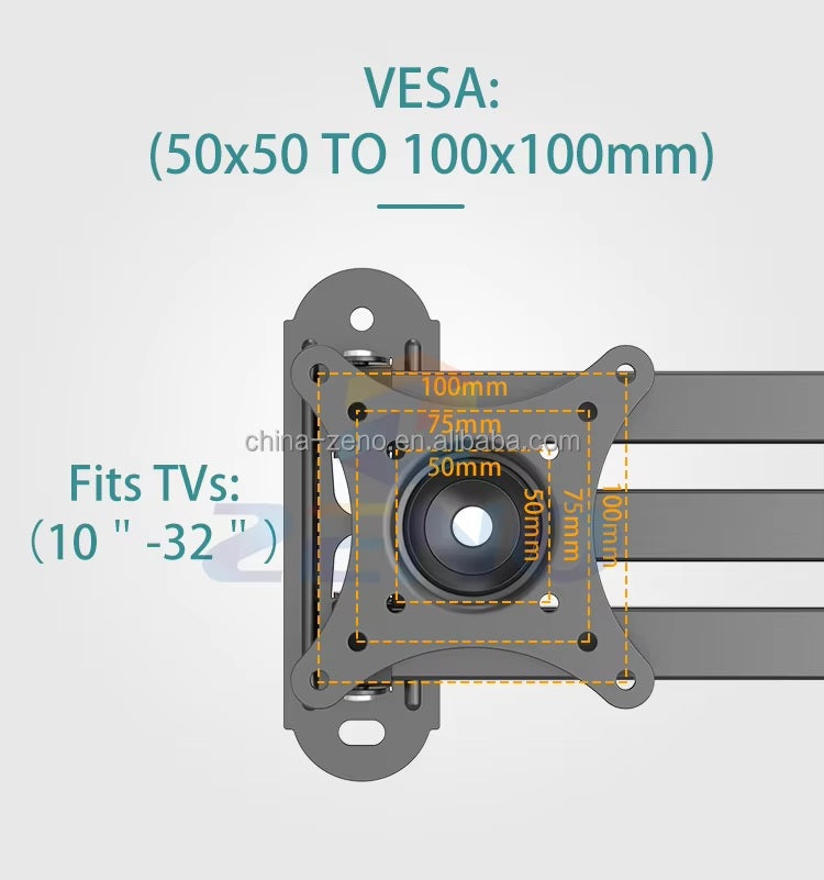 Swivel & Tilting VESA Monitor Wall Mount | Adjustable TV/Computer Screen Mount for Home or Office