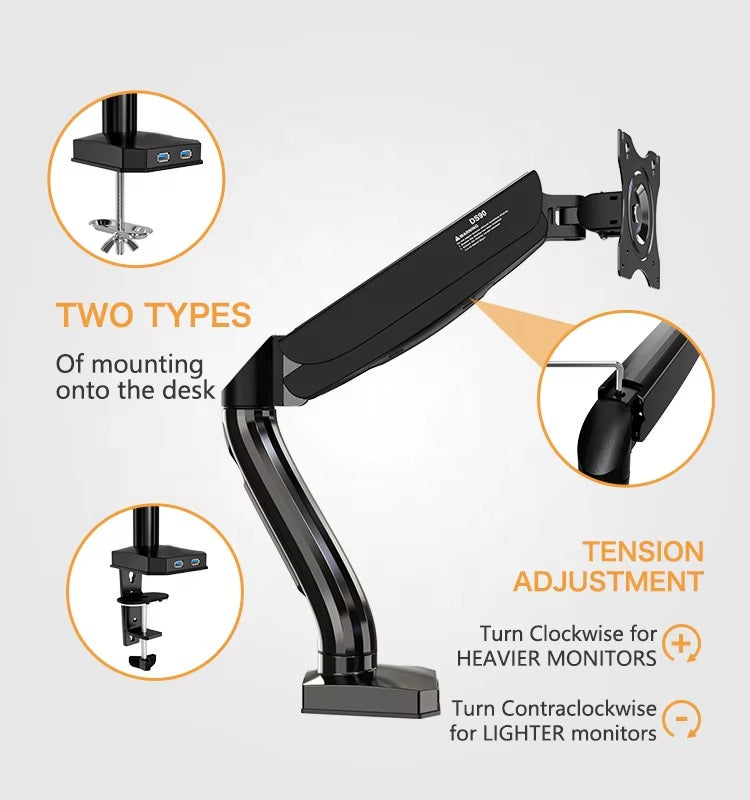 Single VESA Monitor Desk Mount with Articulating Arm | Adjustable TV/Computer Screen Mount for Home or Office