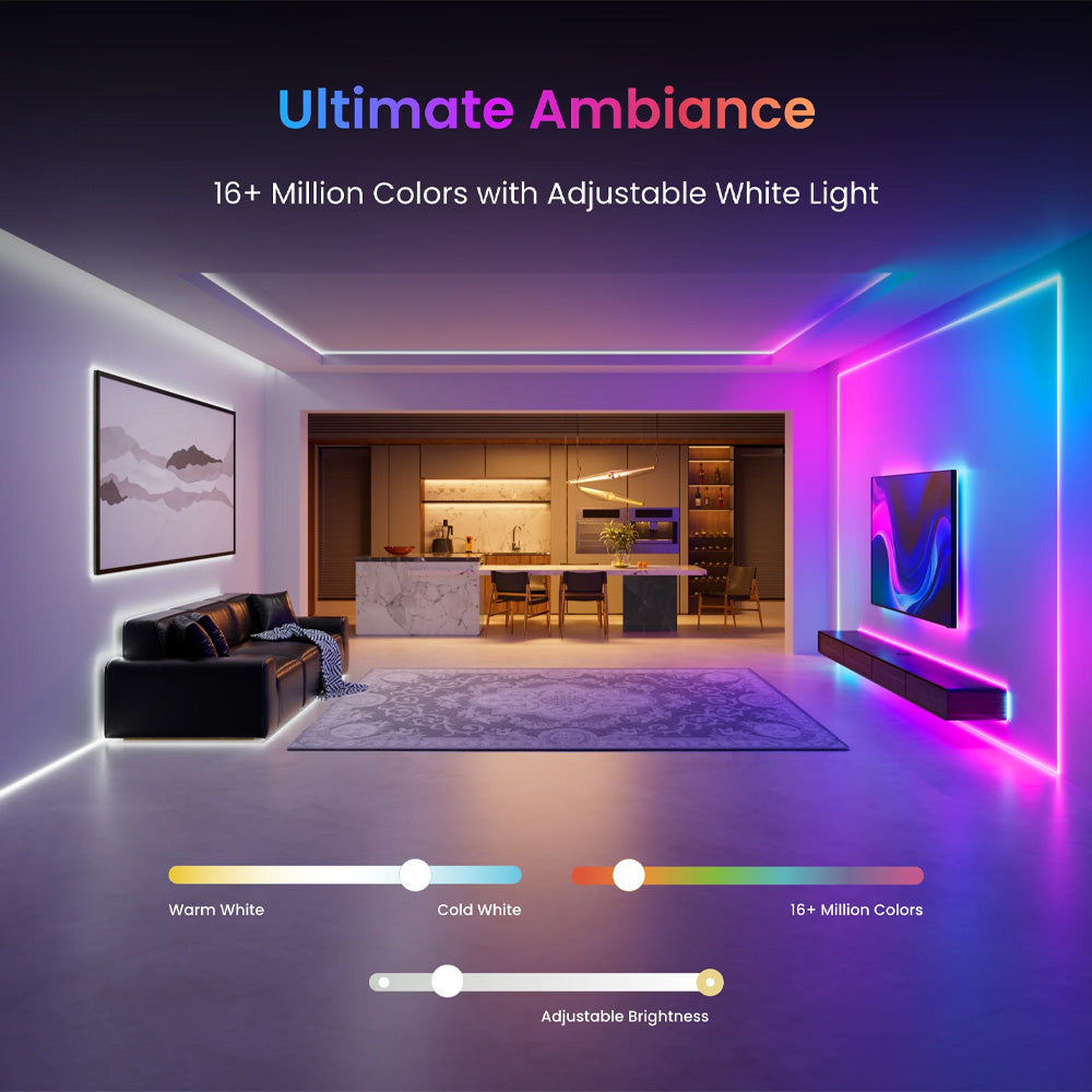 SwitchBot Smart LED Strip Light 3, 5M Matter-enabled |  RGB+CCT, Voice & App Control, Adaptive Lighting, Music Sync, and Smart Home Automation