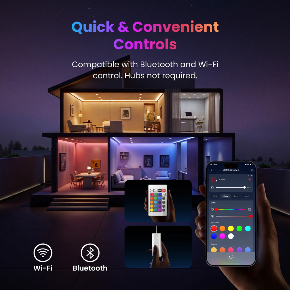 SwitchBot Smart LED Strip Light 3, 5M Matter-enabled |  RGB+CCT, Voice & App Control, Adaptive Lighting, Music Sync, and Smart Home Automation