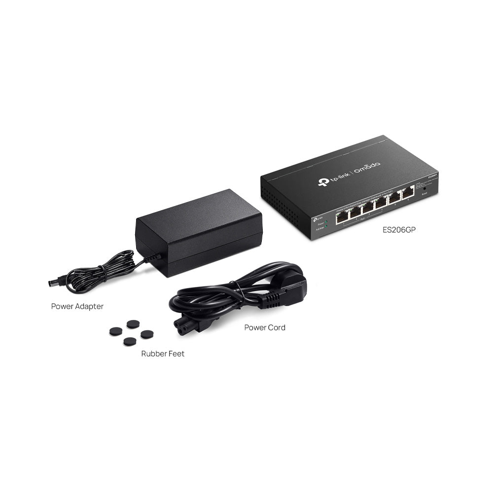 Omada ES206GP 6-Port Gigabit Easy Managed Switch with 4-Port PoE+