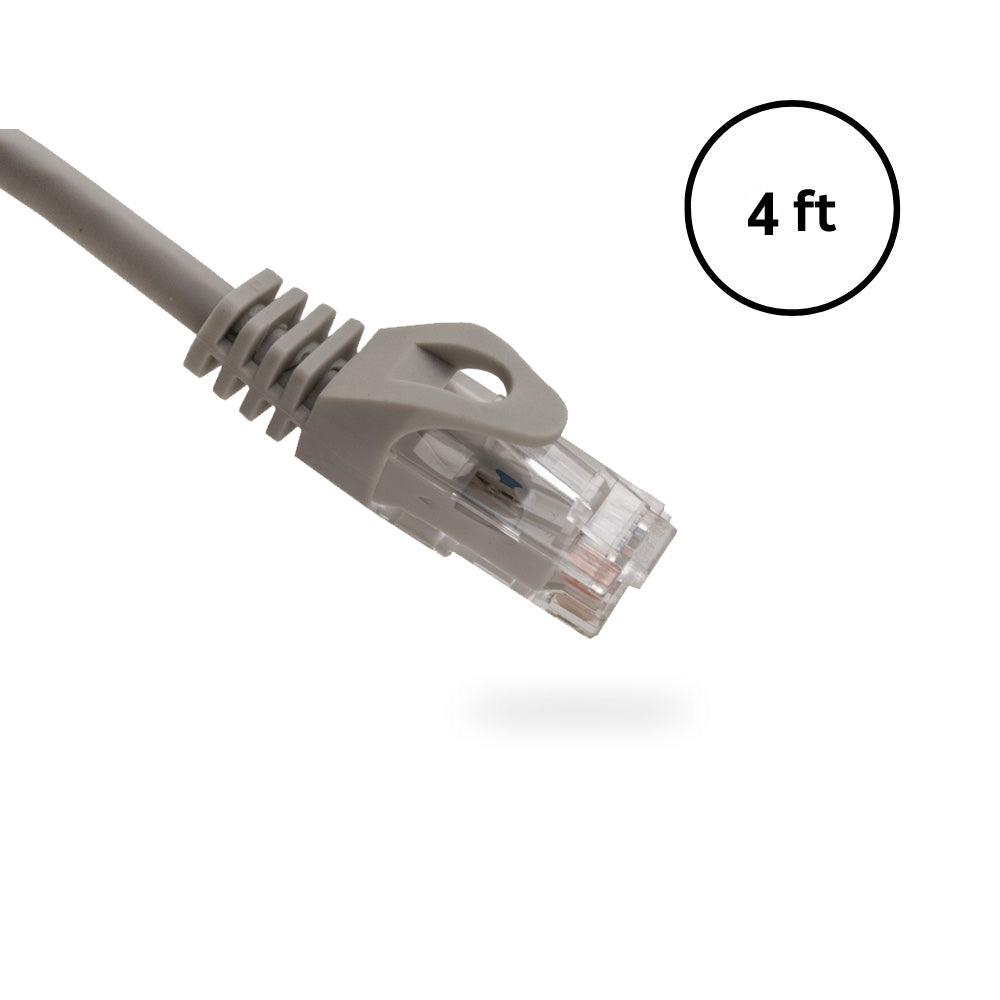 CAT6 4ft Bare Copper Patch Cable with Boot and Protector 10 Pack, Grey