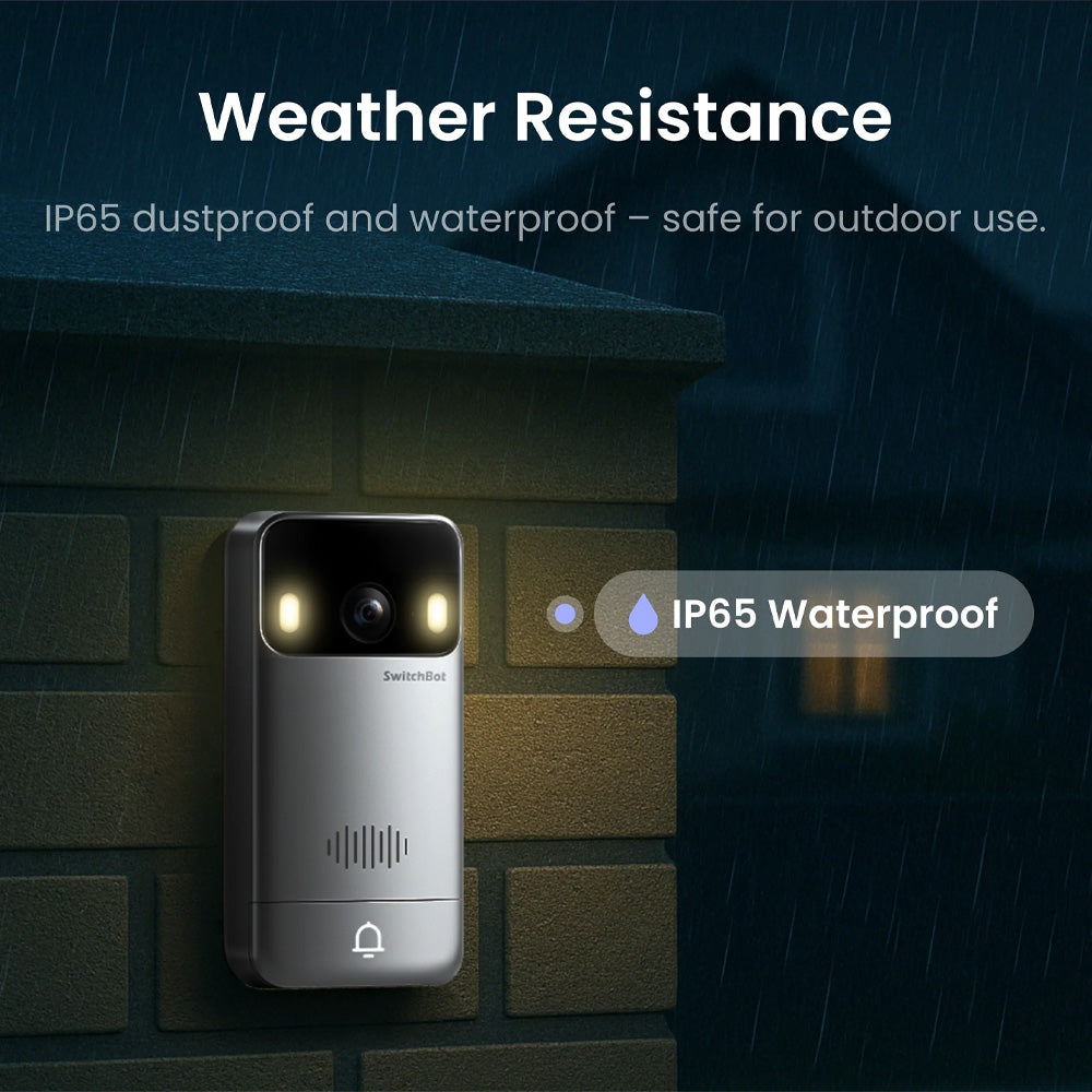 SwitchBot Smart Video Doorbell | Battery-Powered, 2K HD Clarity, Ultra-Wide View & Color Night Vision, Motion Detection, 2-Way Audio, Alexa Compatible