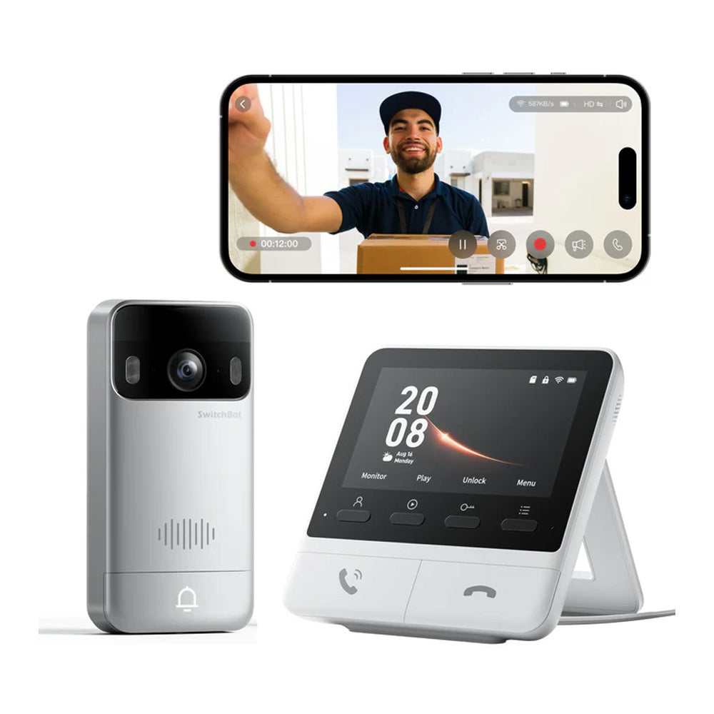 SwitchBot Smart Video Doorbell | Battery-Powered, 2K HD Clarity, Ultra-Wide View & Color Night Vision, Motion Detection, 2-Way Audio, Alexa Compatible