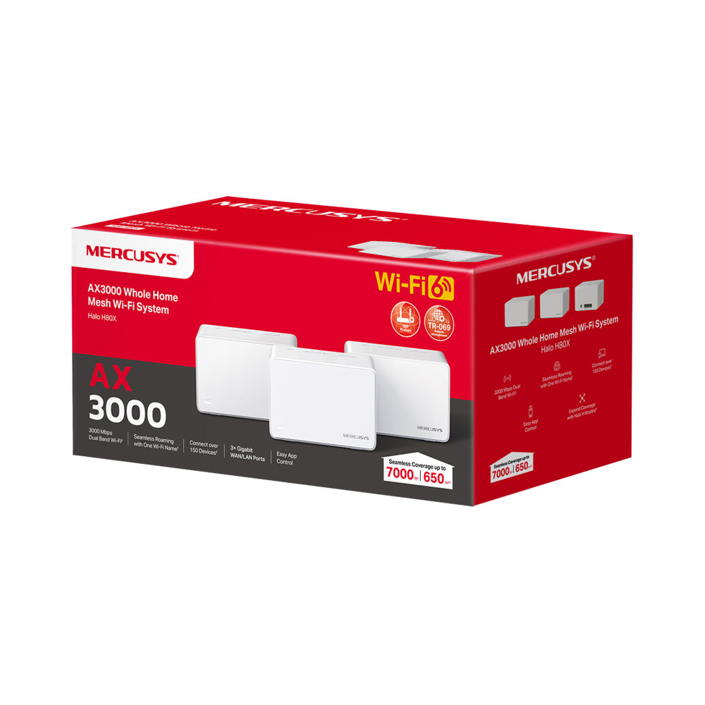 MERCUSYS Halo H80X(3-pack) AX3000 Whole Home Mesh Wi-Fi 6 System
