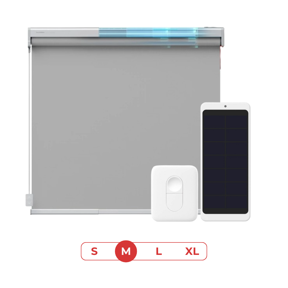 SwitchBot Roller Shade + Solar Panel + Remote Bundle | Smart Automatic Blinds, Fits Any Window - Grey