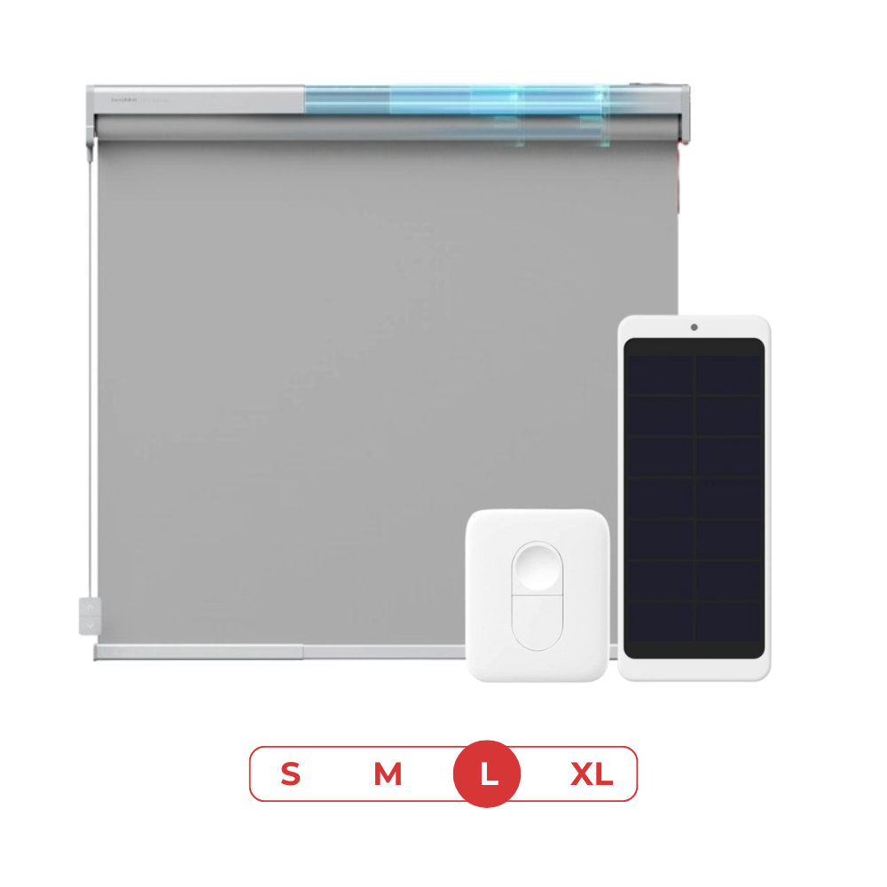 SwitchBot Roller Shade + Solar Panel + Remote Bundle | Smart Automatic Blinds, Fits Any Window - Grey