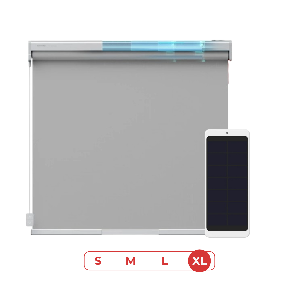 SwitchBot Roller Shade + SwitchBot Solar Panel for Roller Shade Bundle | Smart Automatic Blinds, Fits Any Window - Grey