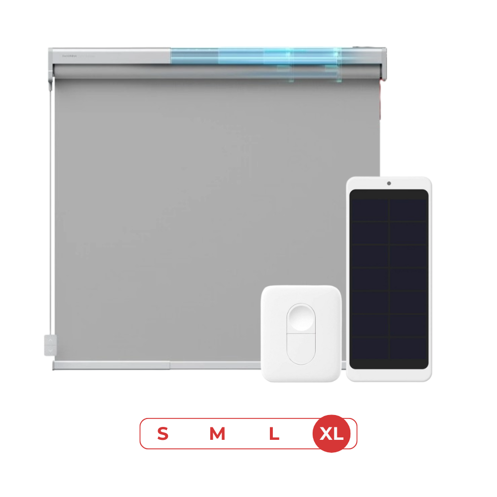 SwitchBot Roller Shade + Solar Panel + Remote Bundle | Smart Automatic Blinds, Fits Any Window - Grey