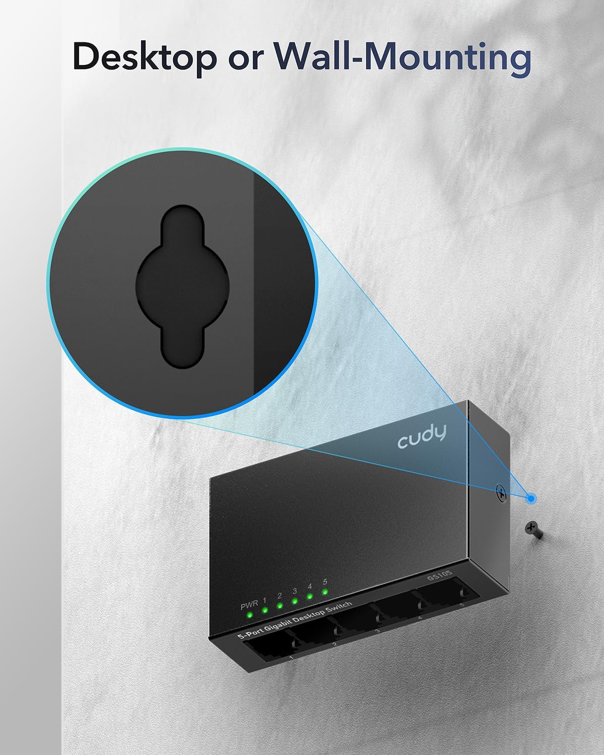 Cudy GS108 8-Port Gigabit Unmanaged Ethernet Switch | Ethernet Splitter Plug & Play Fanless Metal Design Shielded Ports Traffic Optimization
