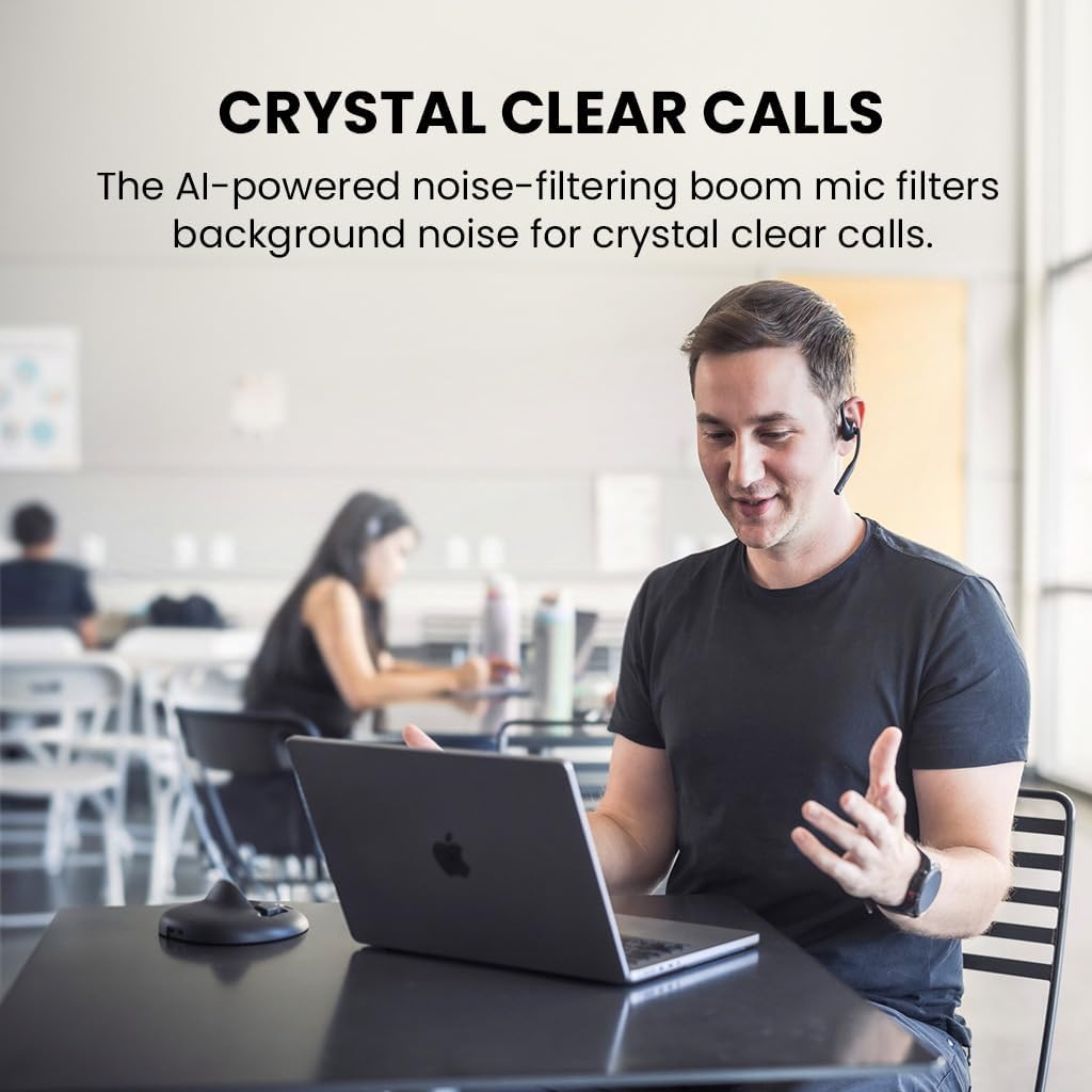 Avantalk Lingo N21 Open-Ear Bluetooth Headphones with Boom Mic & Charging Dock