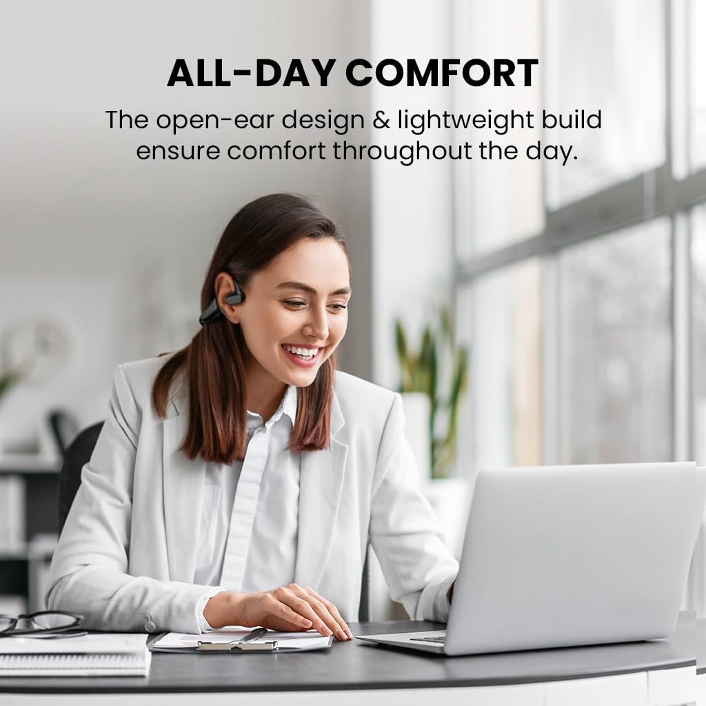 Avantalk Lingo N21 Open-Ear Bluetooth Headphones with Boom Mic & Charging Dock