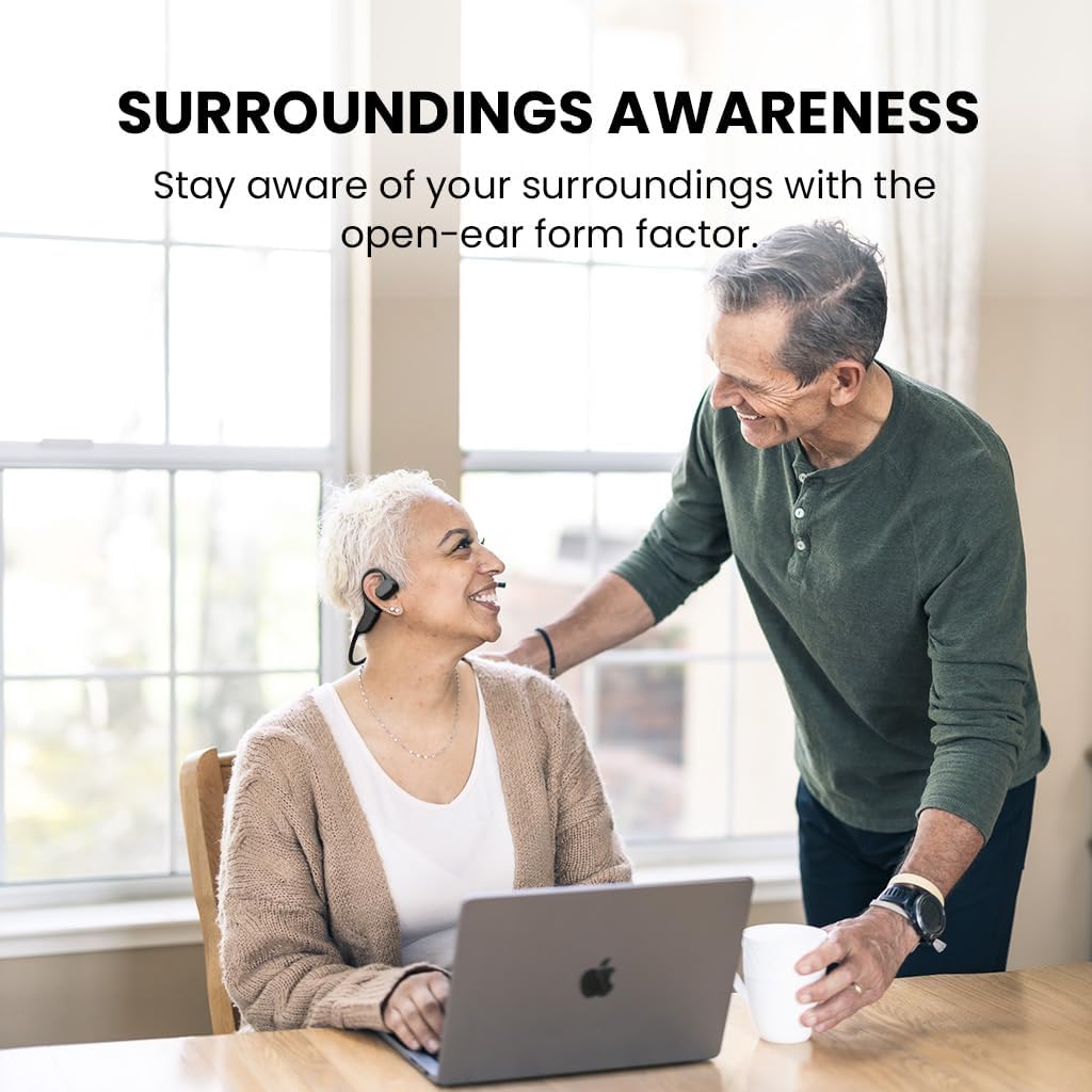 Avantalk Lingo N21 Open-Ear Bluetooth Headphones with Boom Mic & Charging Dock