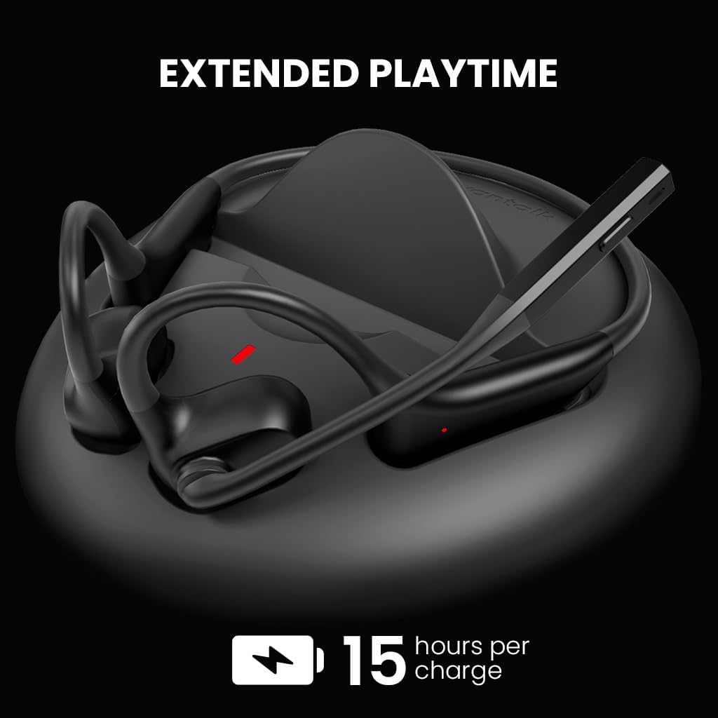 Avantalk Lingo N21 Open-Ear Bluetooth Headphones with Boom Mic & Charging Dock