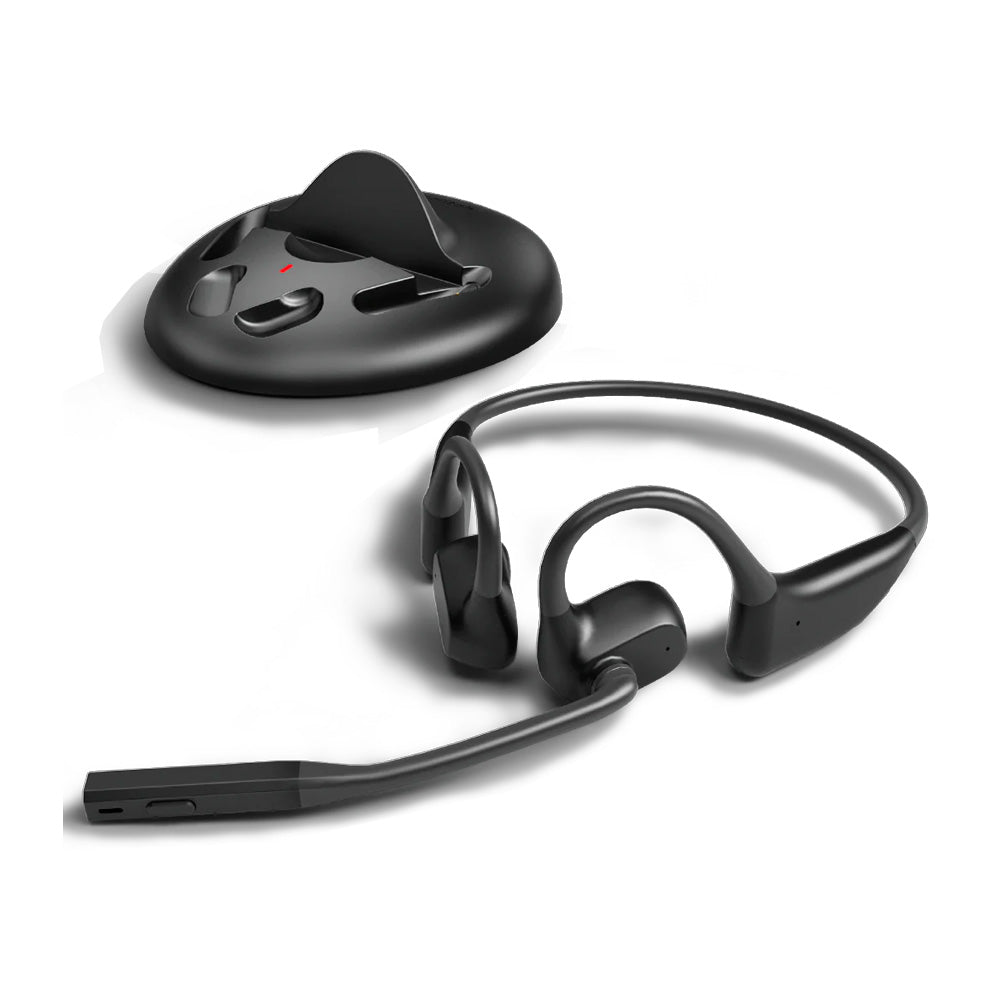 Avantalk Lingo N21 Open-Ear Bluetooth Headphones with Boom Mic & Charging Dock