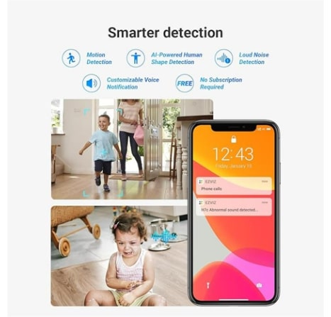 EZVIZ H7c Dual 2K+ (4MP) Indoor WiFi Camera | AI Human Detection, Panoramic View, Color Night Vision, MicroSD Card Support Upto 512GB