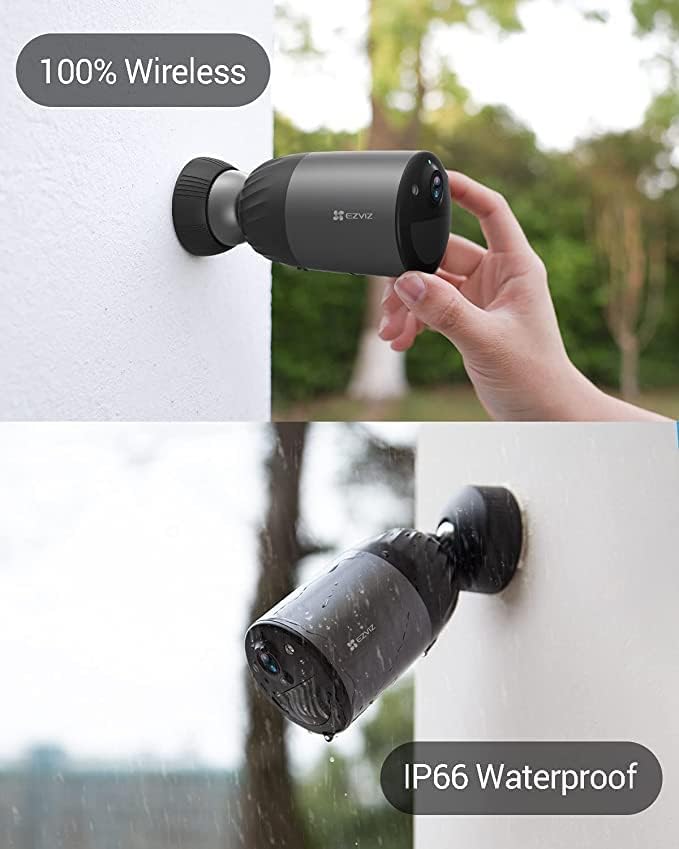 EZVIZ BC1c 4K 8MP Battery-Powered Outdoor WiFi 6 Bullet Camera| Smart AI Person Notifications, Spotlight Night Vision, Alexa and Google Compatible