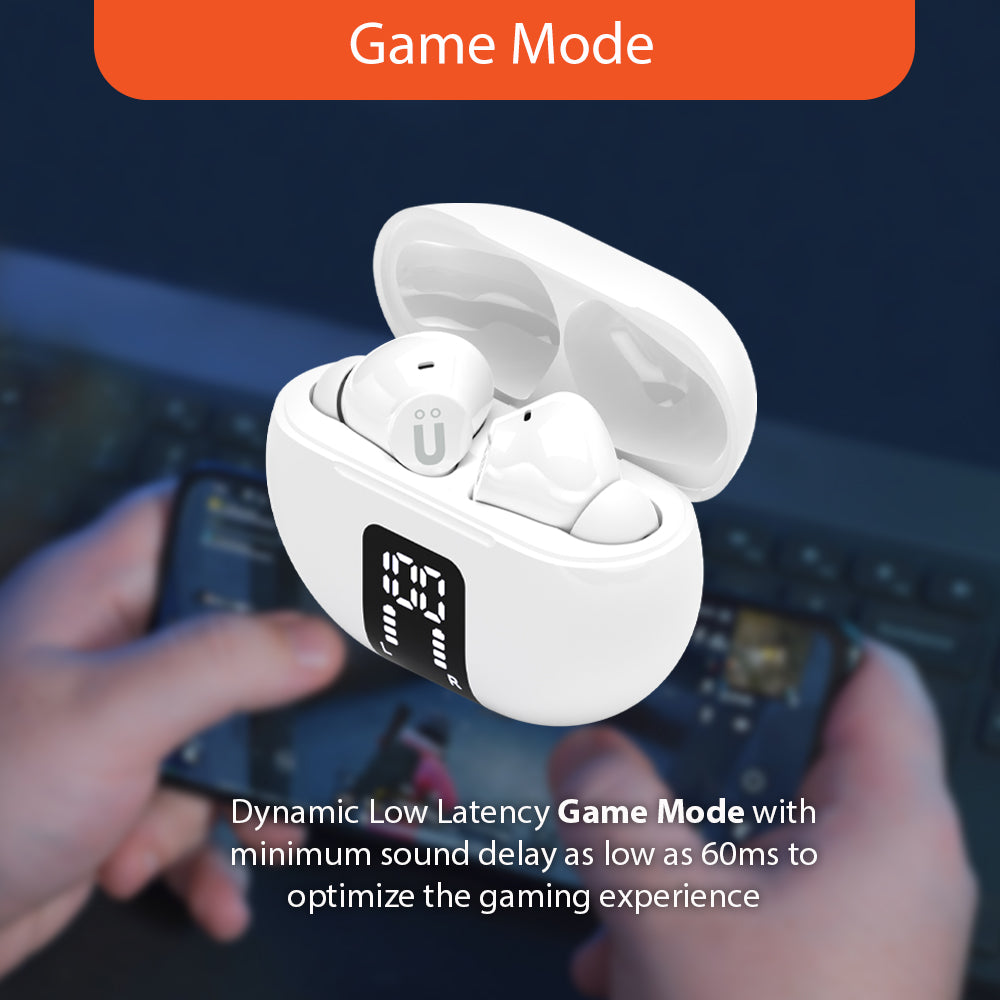 Uolo Pulse Elite 2 ANC/ENC True Wireless Headphones, White/Black