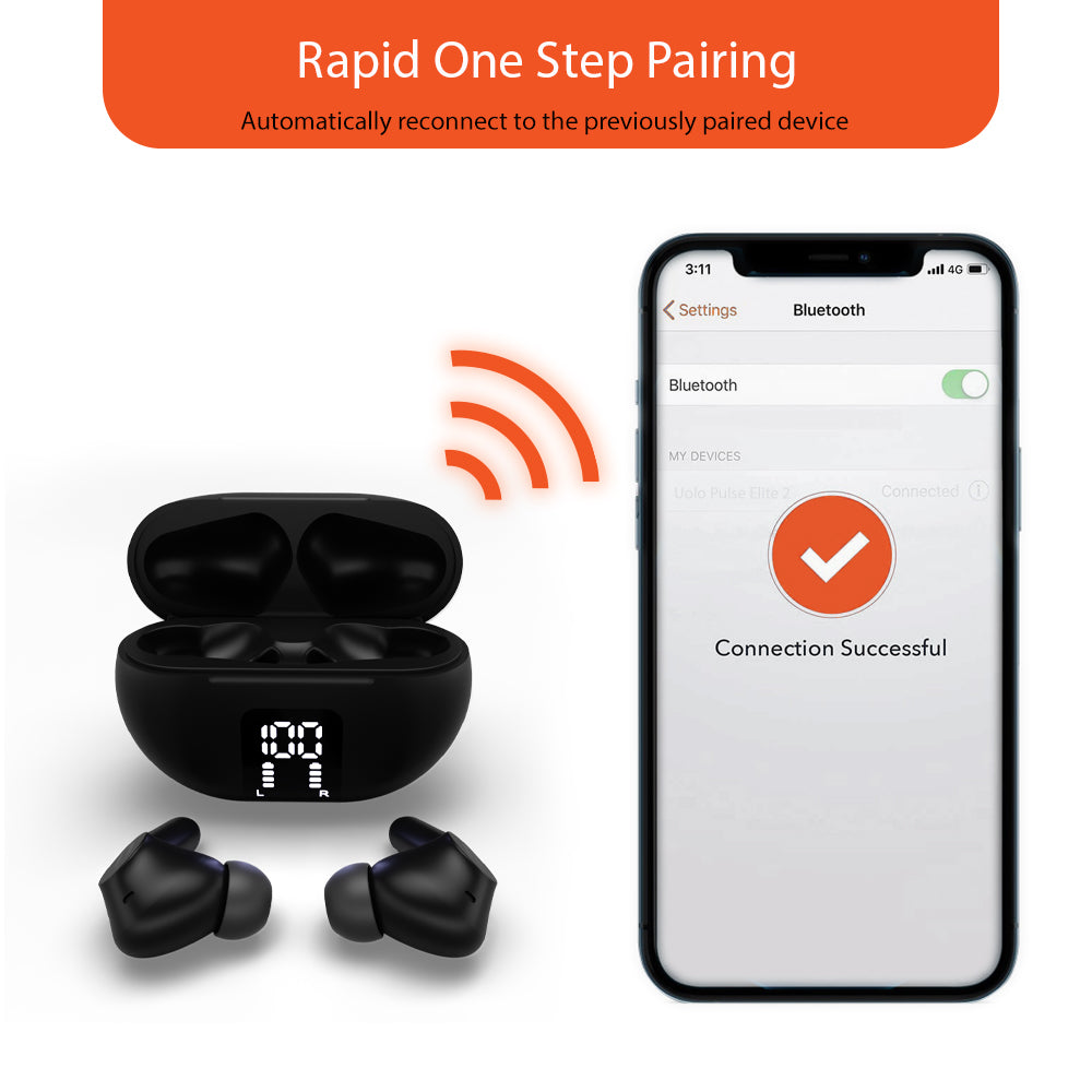 Uolo Pulse Elite 2 ANC/ENC True Wireless Headphones, White/Black