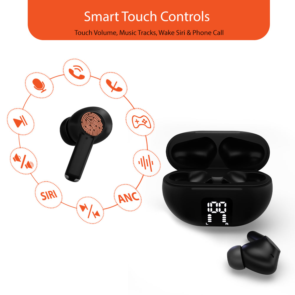 Uolo Pulse Elite 2 ANC/ENC True Wireless Headphones, White/Black