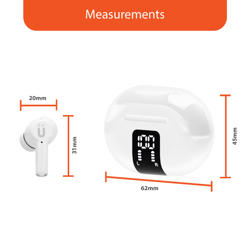Uolo Pulse Elite 2 ANC/ENC True Wireless Headphones, White/Black