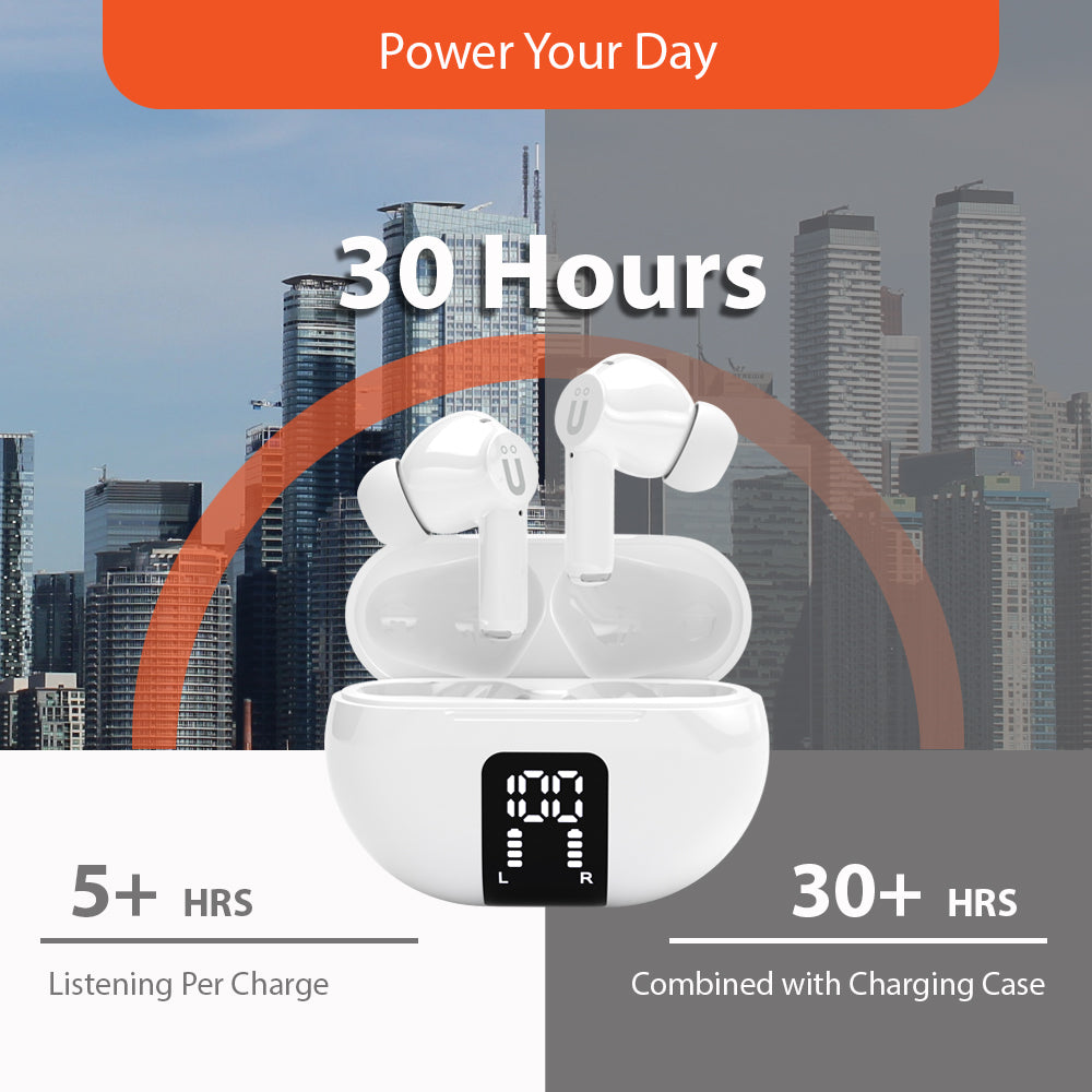 Uolo Pulse Elite 2 ANC/ENC True Wireless Headphones, White/Black