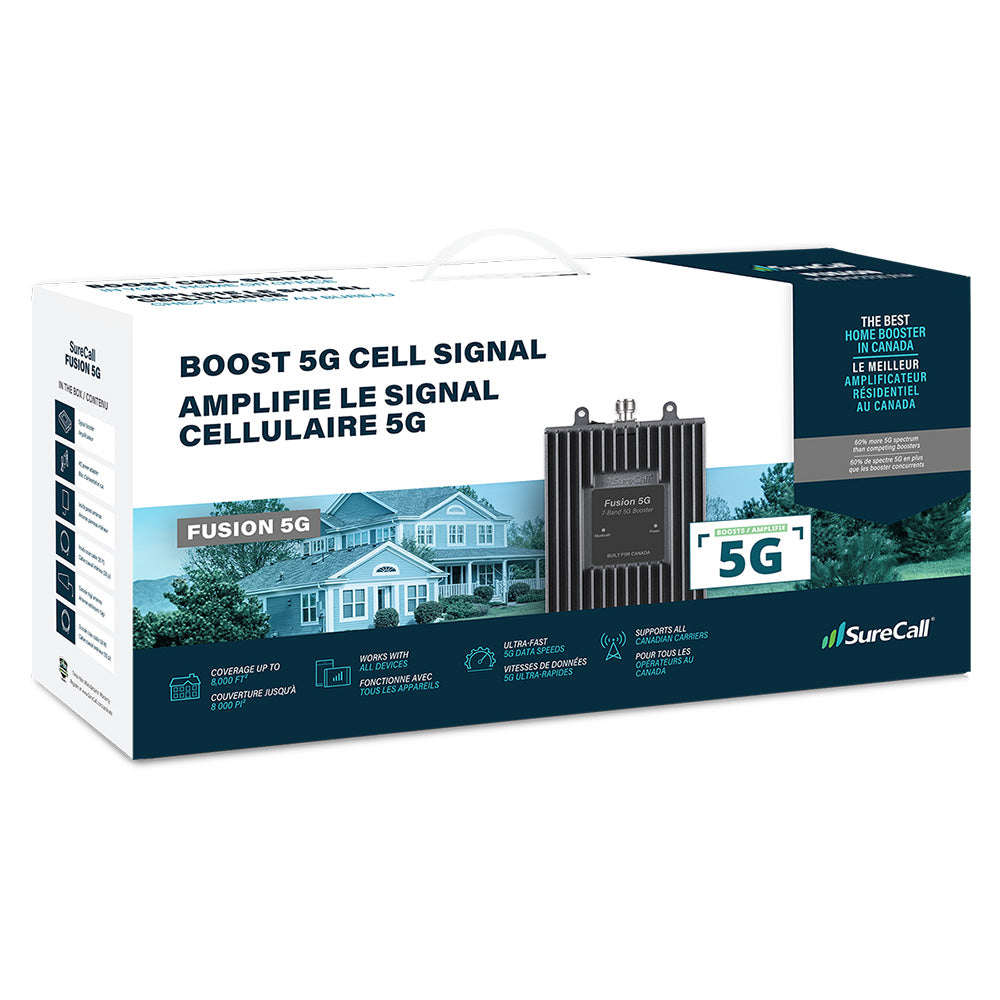 SureCall Fusion 5G 7-Band In-Building Cell Signal Booster Kit for Home/Office | Up to 8,000 sq ft | All Canadian Carriers 4G/5G - Bell, Rogers, Telus | ISED Approved