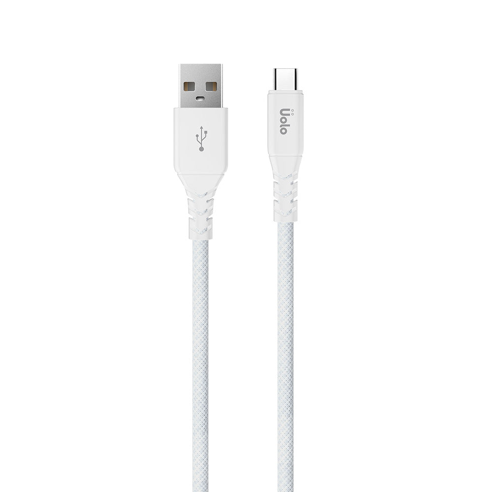 Uolo Link 2m Braided USB C to USB A 3.0 Charge & Sync Cable, White
