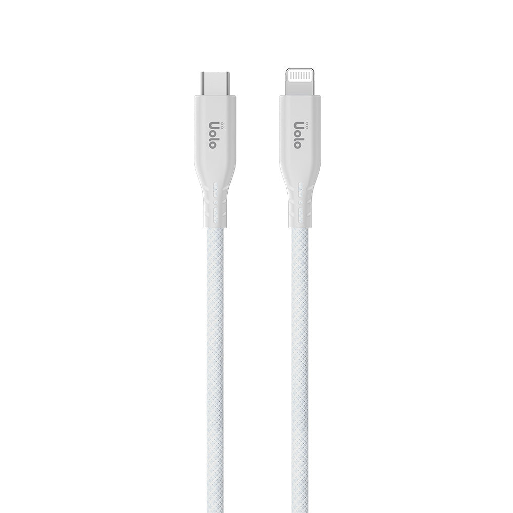 Uolo Link 2m Braided USB C to Lightning Charge & Sync Cable, White