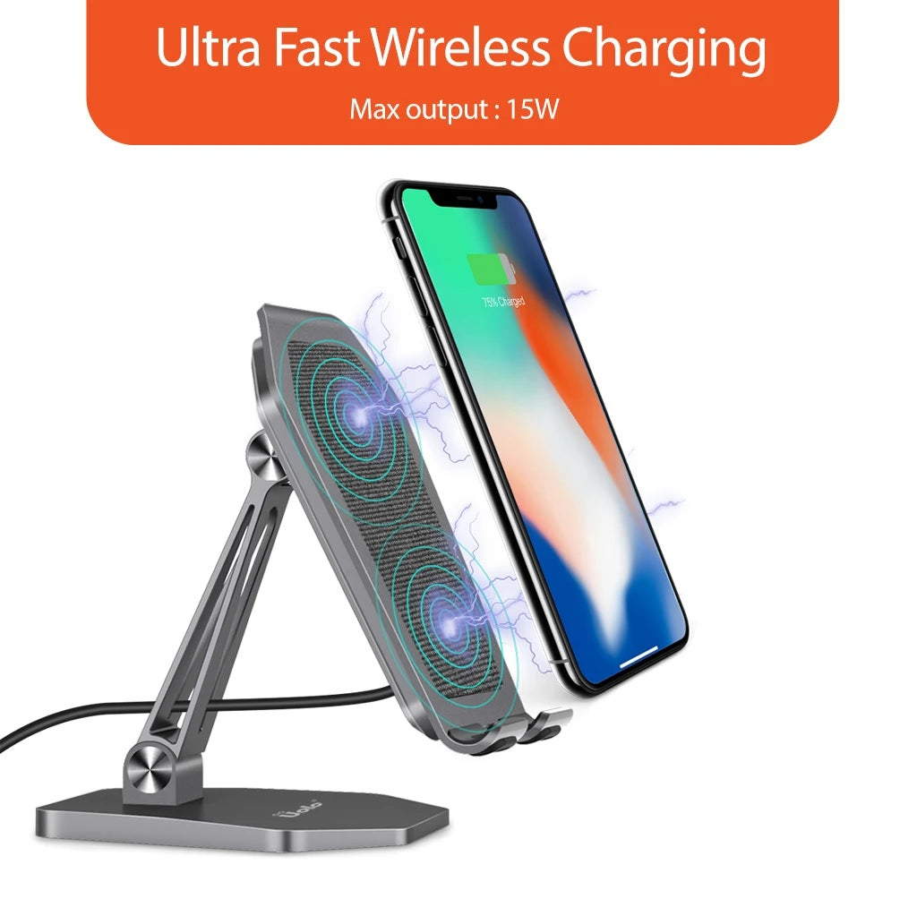 Uolo Volt 15W Fast Wireless Charging Stand with QC 3.0 Wall Charger