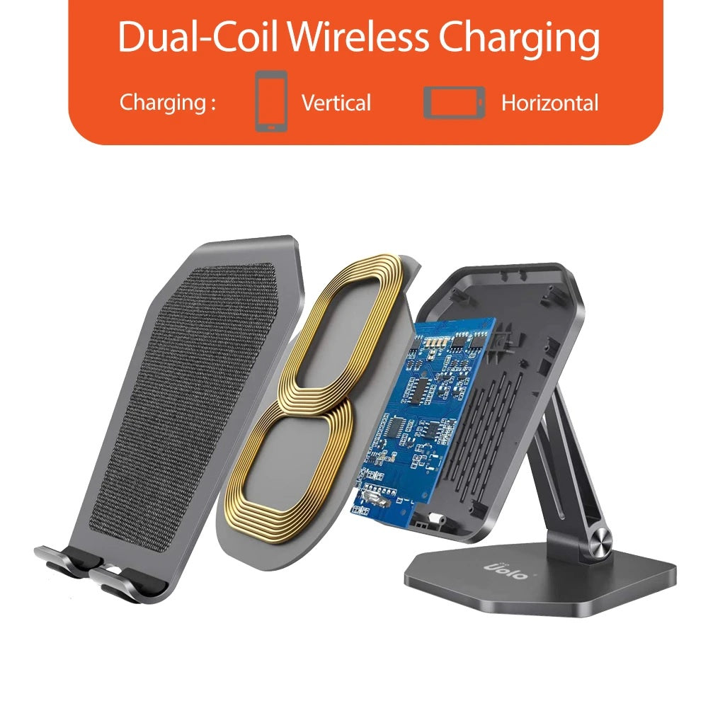 Uolo Volt 15W Fast Wireless Charging Stand with QC 3.0 Wall Charger
