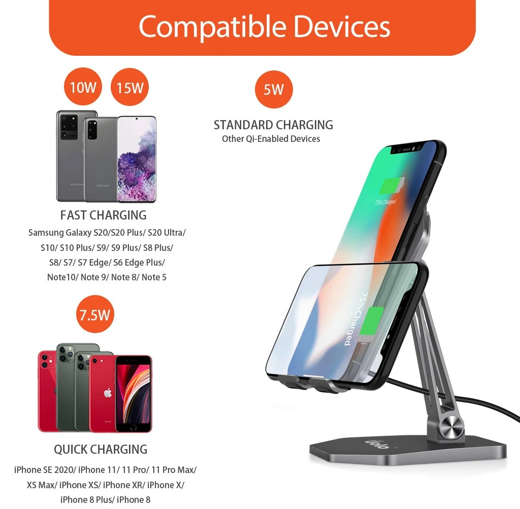 Uolo Volt 15W Fast Wireless Charging Stand with QC 3.0 Wall Charger