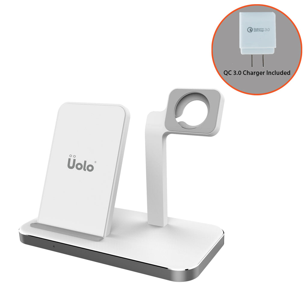 Uolo Volt Fast Wireless Charging Stand with Apple Watch Mount