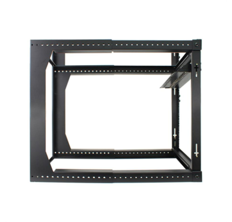12U Wall Mount Open Frame Rack with Adjustable and Front Swing Out Features