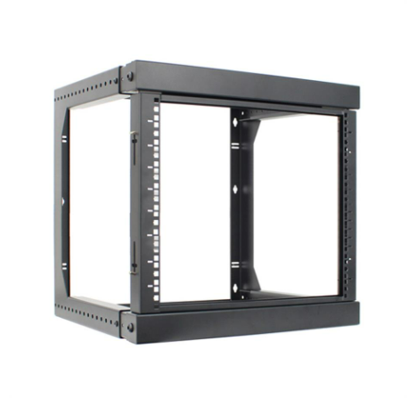 9U Wall Mount Open Frame Rack with Adjustable and Front Swing Out Features