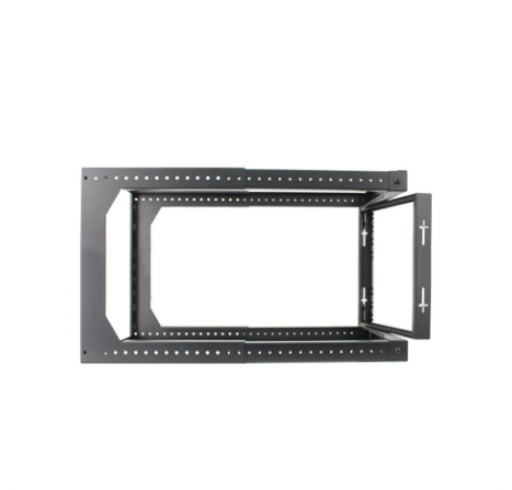 9U Wall Mount Open Frame Rack with Adjustable and Front Swing Out Features