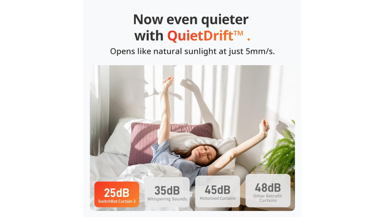 SwitchBot Curtain (Rod 3), White | Smart Electric Motor - Wireless App Automate Timer Control