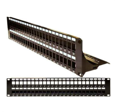 48 Port 2U Keystone Blank Patch Panel with Cable Manager