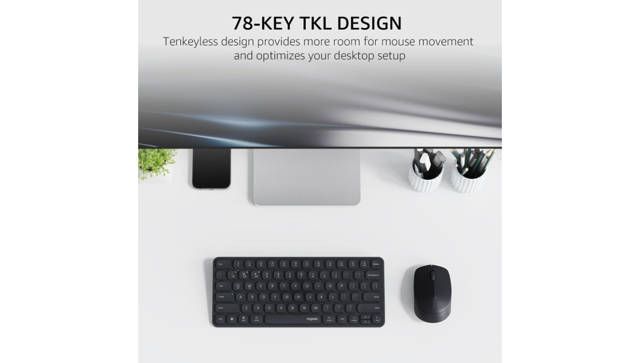 Rapoo 9010M Multi-mode Wireless Keyboard and Mouse Combo, Black