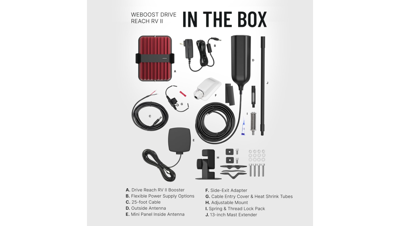 weBoost Drive Reach RV II- Cell Phone Signal Booster kit | Boosts 4G LTE & 5G for All Canadian Carriers - Rodgers, Bell, Telus & More | Made in The U.S. | ISED Approved (Model 654061)