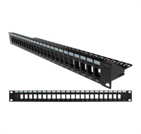 24 Port 1U Keystone Blank Patch Panel with Cable Manager